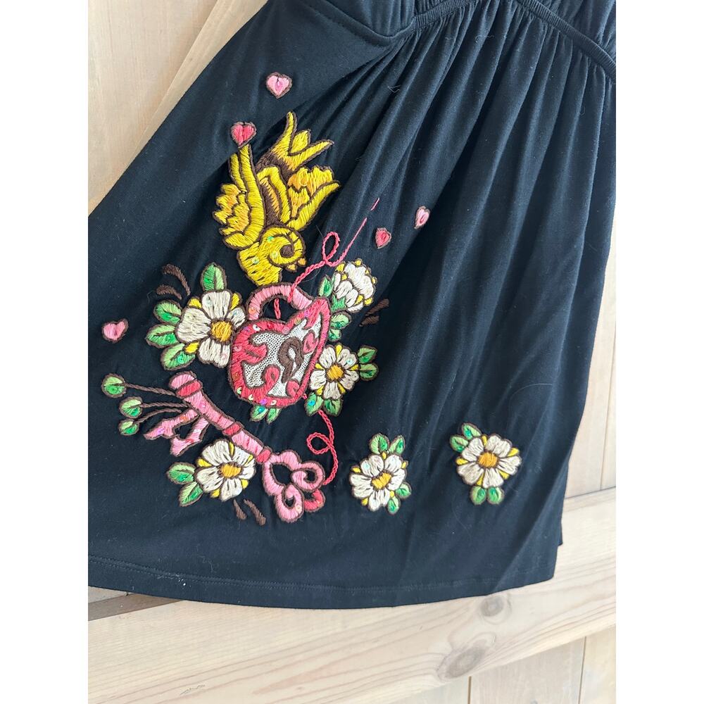 Vintage vtg soul revival suede straps crewel embroidery tank jwla
